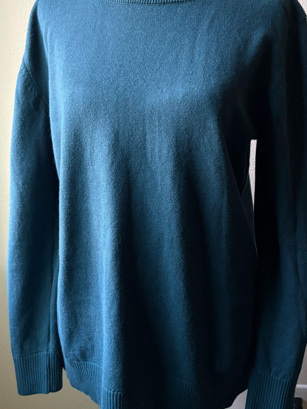 LL Bean Dark Green Cotton Cashmere Ribbed Sweater S